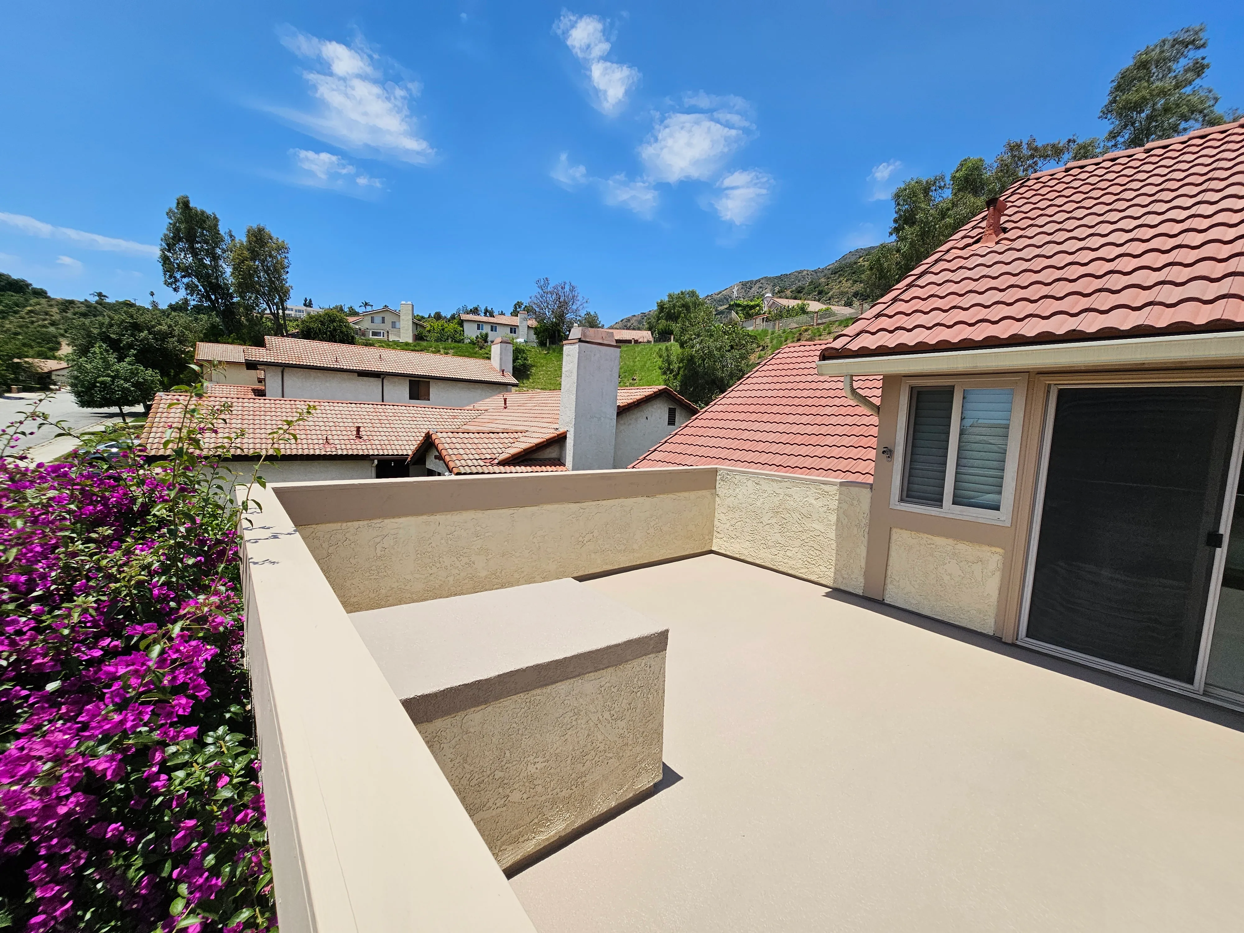 Waterproofed outdoor deck at a Southern California home.
